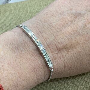 IBB CN Baguette Glass Silver Tone Adjustable Slide Bracelet